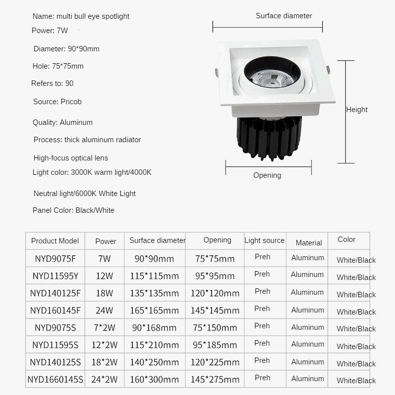 plafonnier led encastré anti-éblouissant pour intérieur et bureau