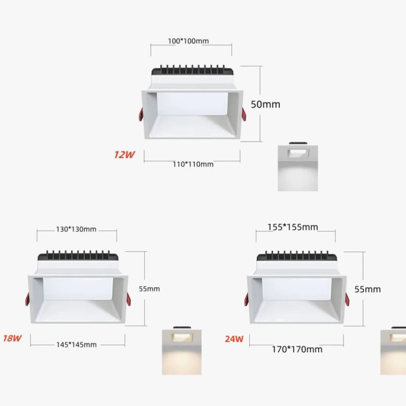 plafonnier led encastré à intensité variable carré
