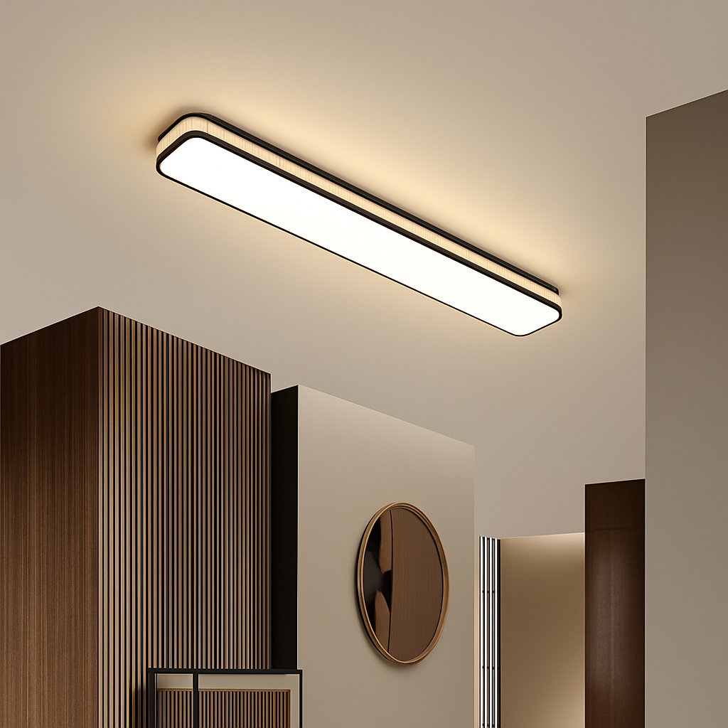 plafonnier led encastré rectangulaire minimaliste pour allée longue