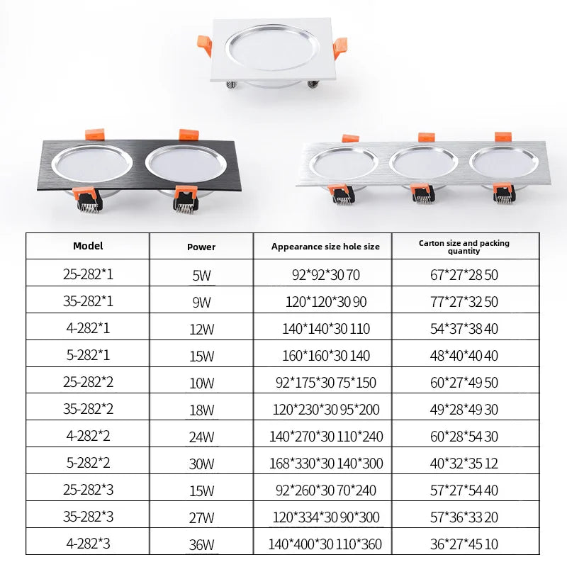 plafonnier led encastré spot anti-éblouissant simple double triple tête