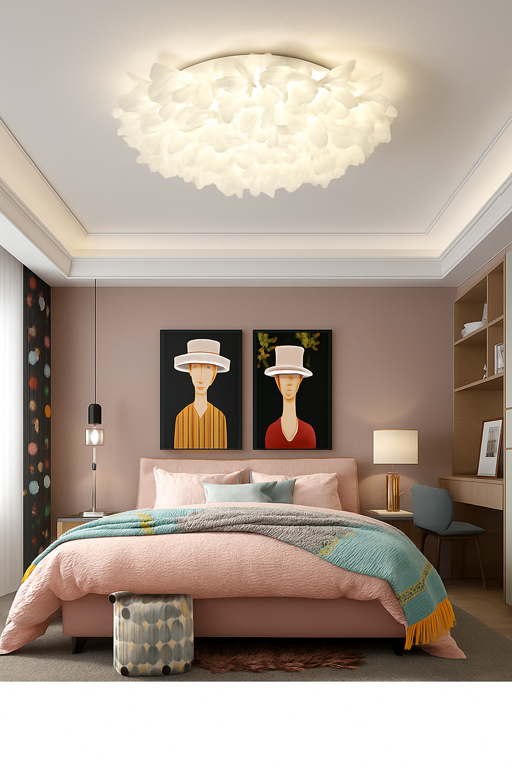plafonnier led fleur romantique avec télécommande gradation pvc