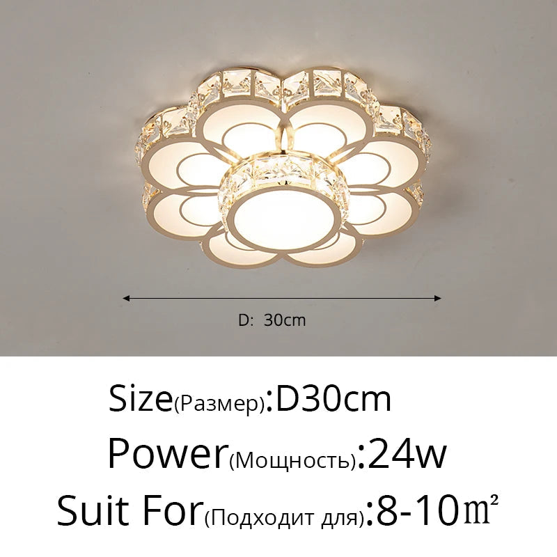 plafonnier led intelligent avec motif de fleur en cristal moderne