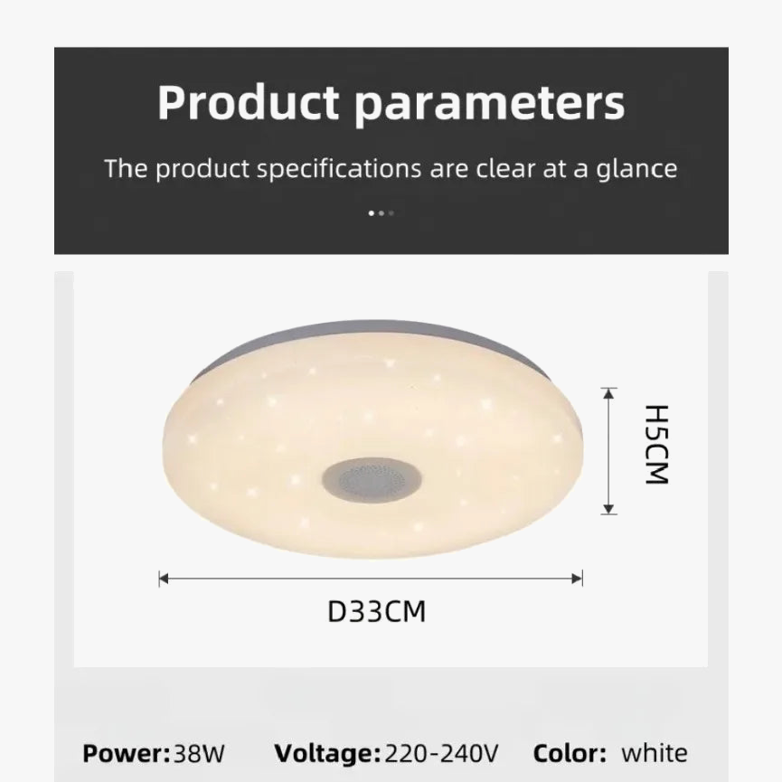 plafonnier led intelligent avec musique et télécommande
