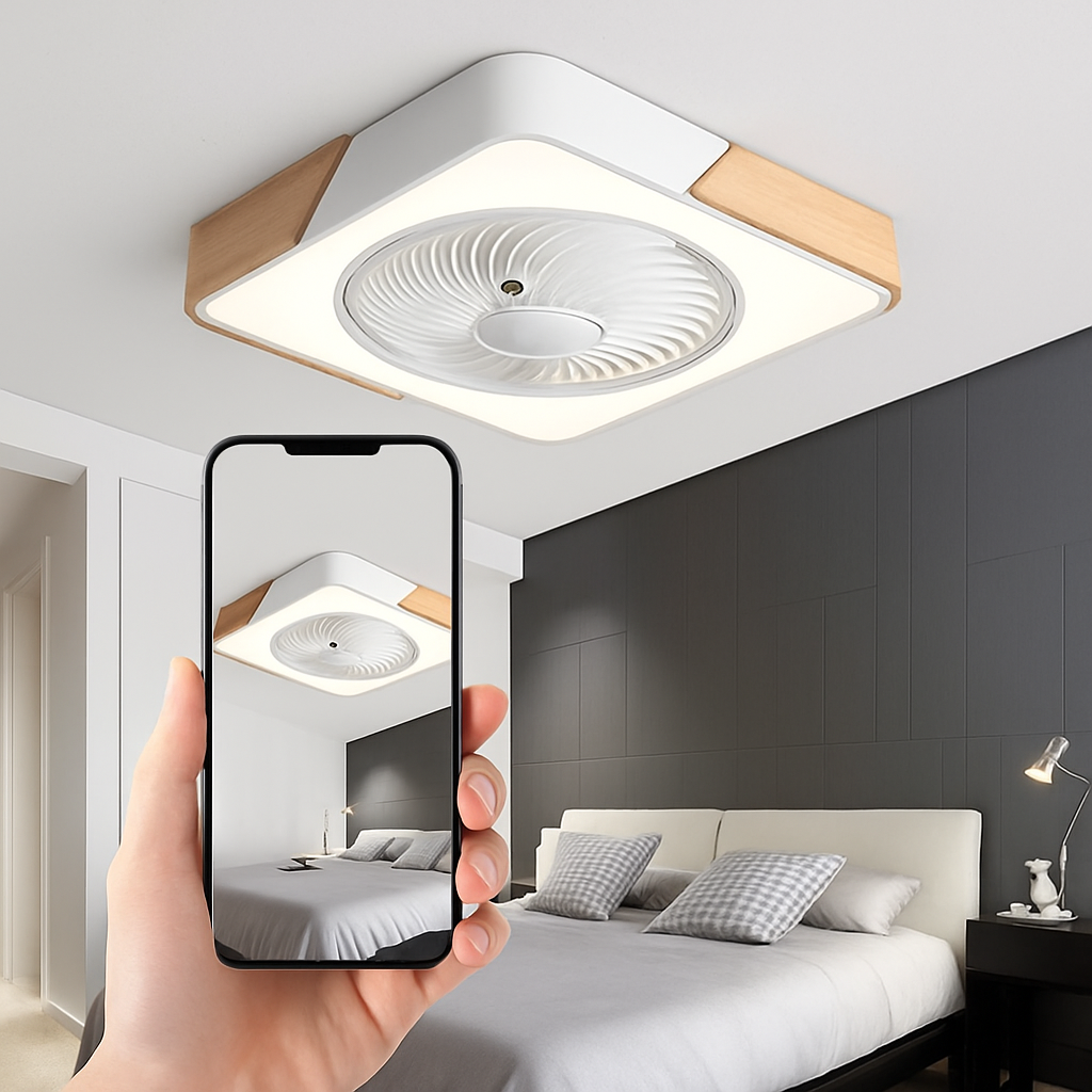 plafonnier led intelligent ventilateur de plafond moderne télécommande design fin