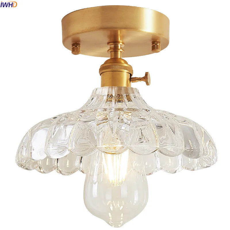 plafonnier led iwhd verre cuivre style nordique vintage edison