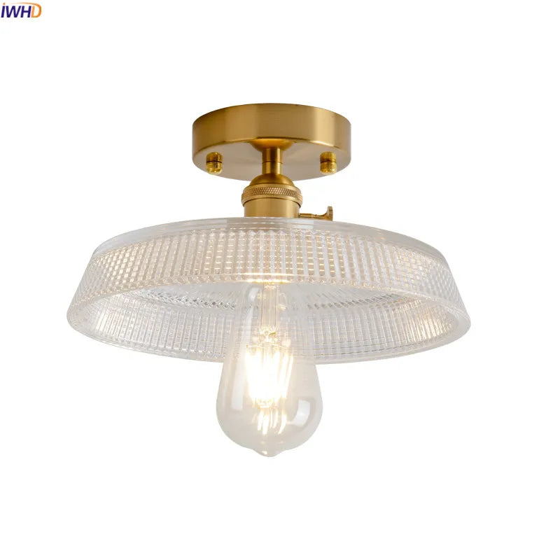plafonnier led iwhd verre cuivre style nordique vintage edison