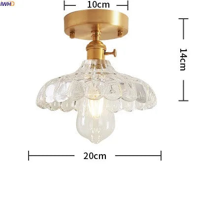 plafonnier led iwhd verre cuivre style nordique vintage edison