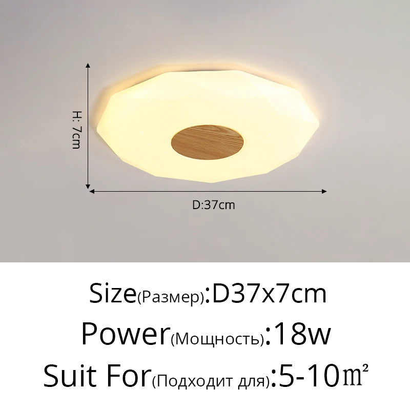 plafonnier led minimaliste en bois massif étoile diamant