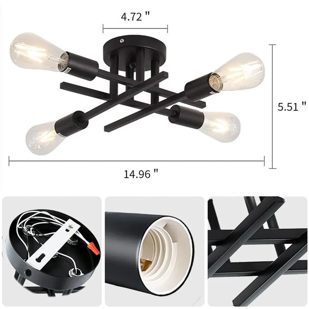 plafonnier led minimaliste moderne avec 2/4/6 lumières créatives
