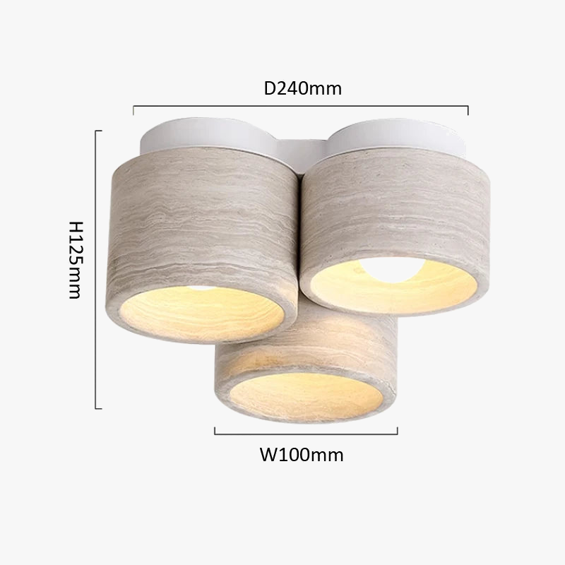 plafonnier led moderne 3 têtes en pierre de grain de bois wabi sabi