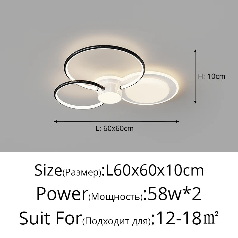 plafonnier led moderne avec anneau créatif pour intérieur décoratif