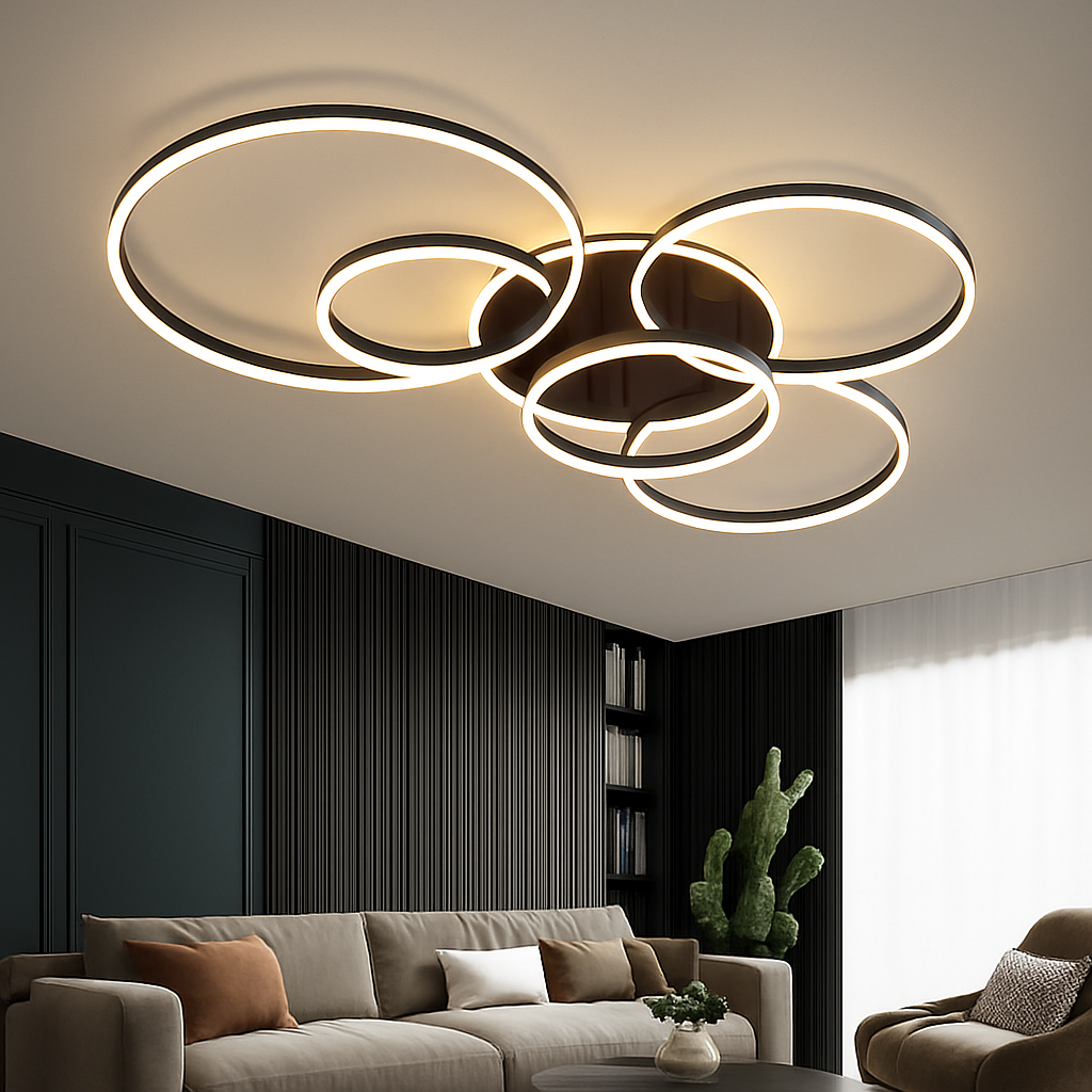 plafonnier led moderne avec anneau doré luminaire décoratif d'intérieur