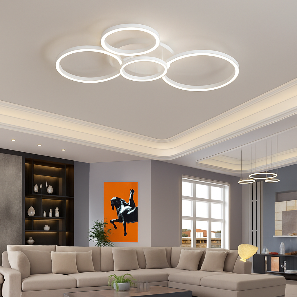 plafonnier led moderne avec anneau doré luminaire décoratif d'intérieur