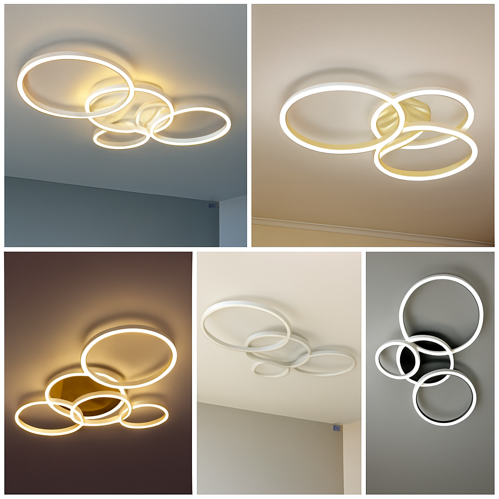 plafonnier led moderne avec anneau doré luminaire décoratif d'intérieur
