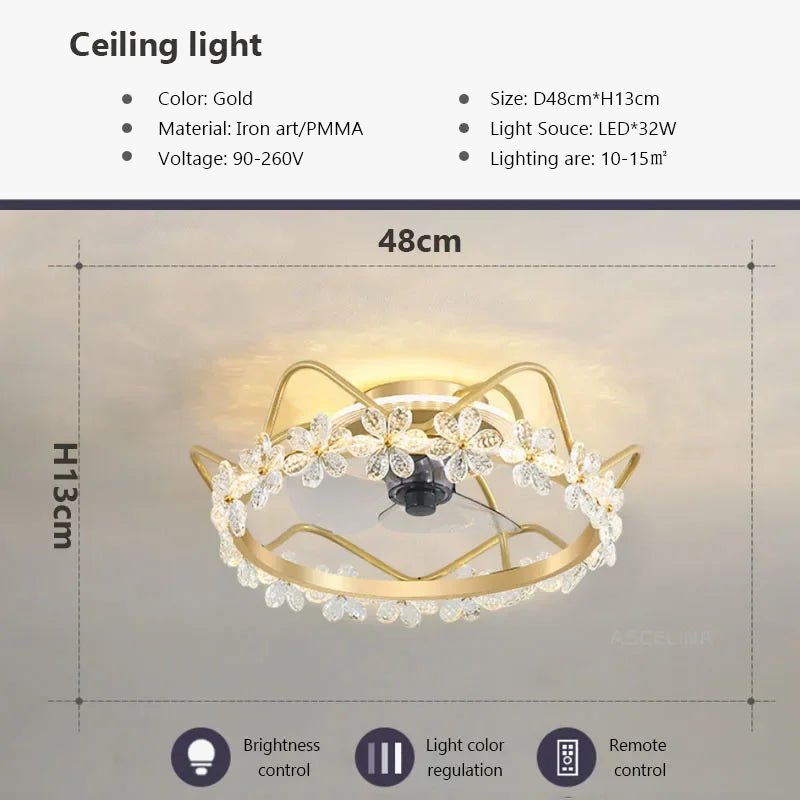 plafonnier led moderne avec ventilateur éclairage silencieux intelligent