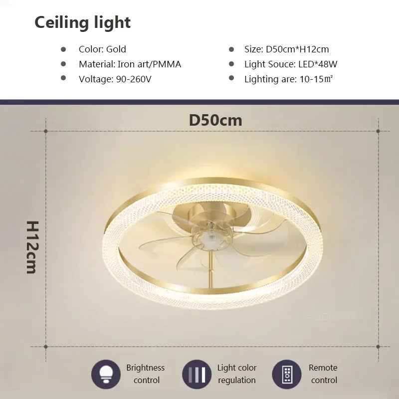 plafonnier led moderne avec ventilateur éclairage silencieux intelligent