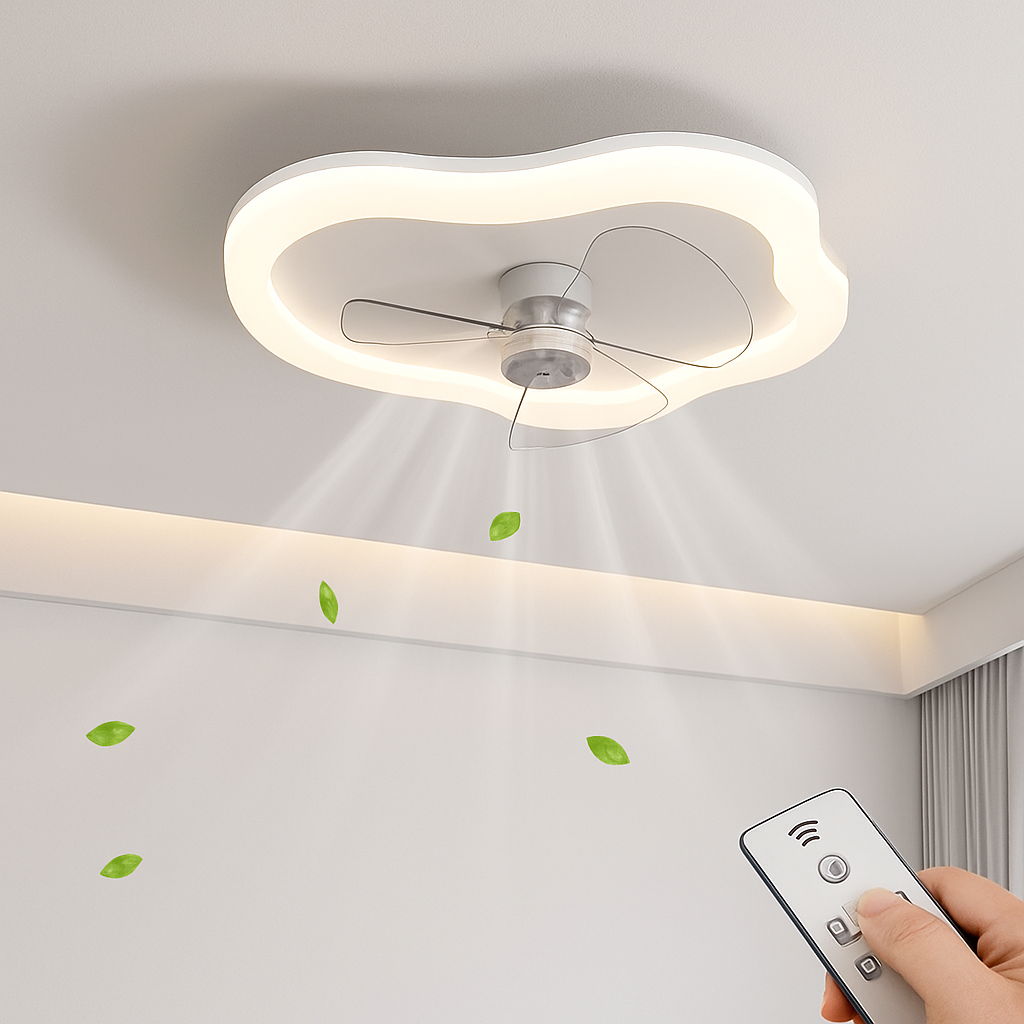 plafonnier led moderne avec ventilateur télécommandé et luminosité réglable