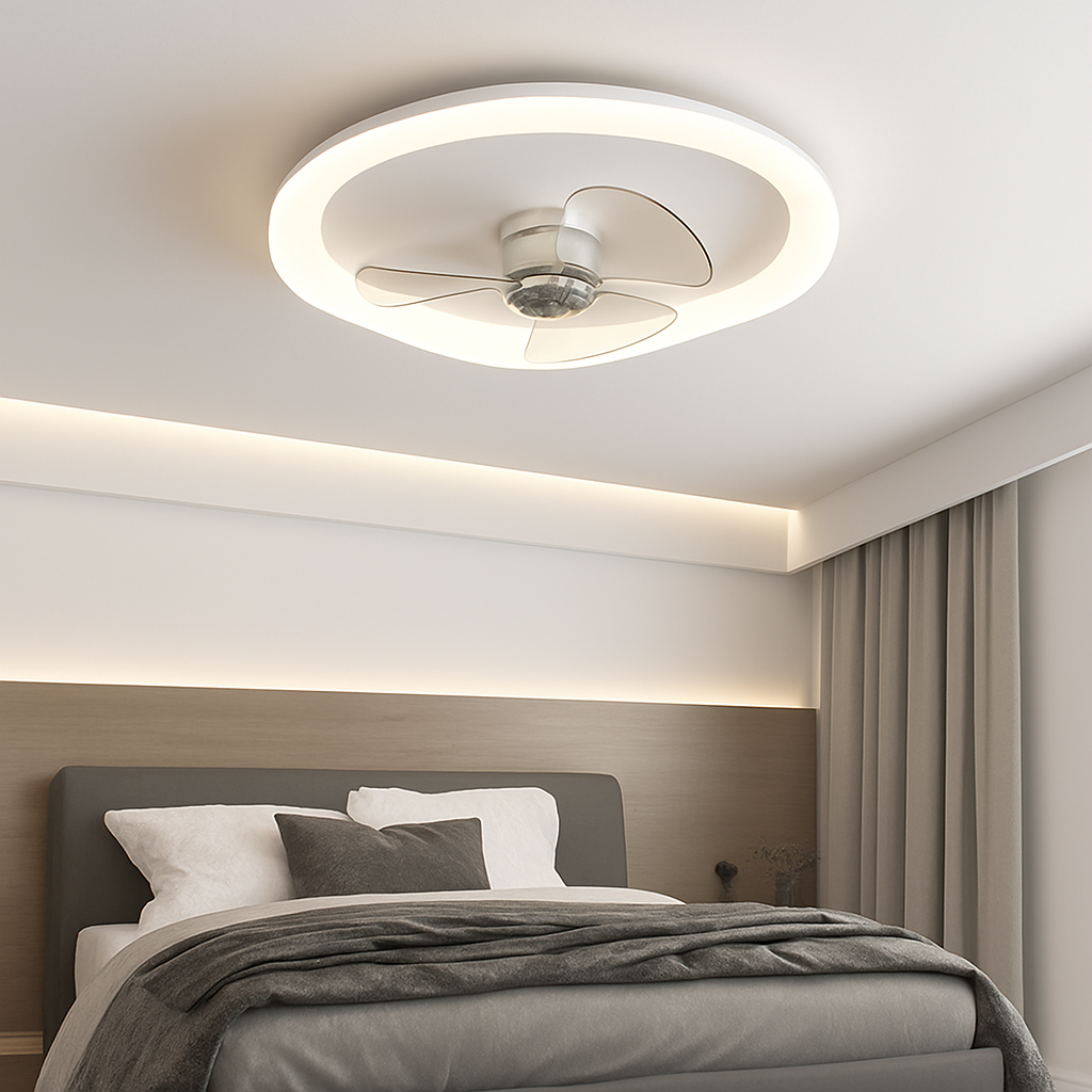 plafonnier led moderne avec ventilateur télécommandé et luminosité réglable