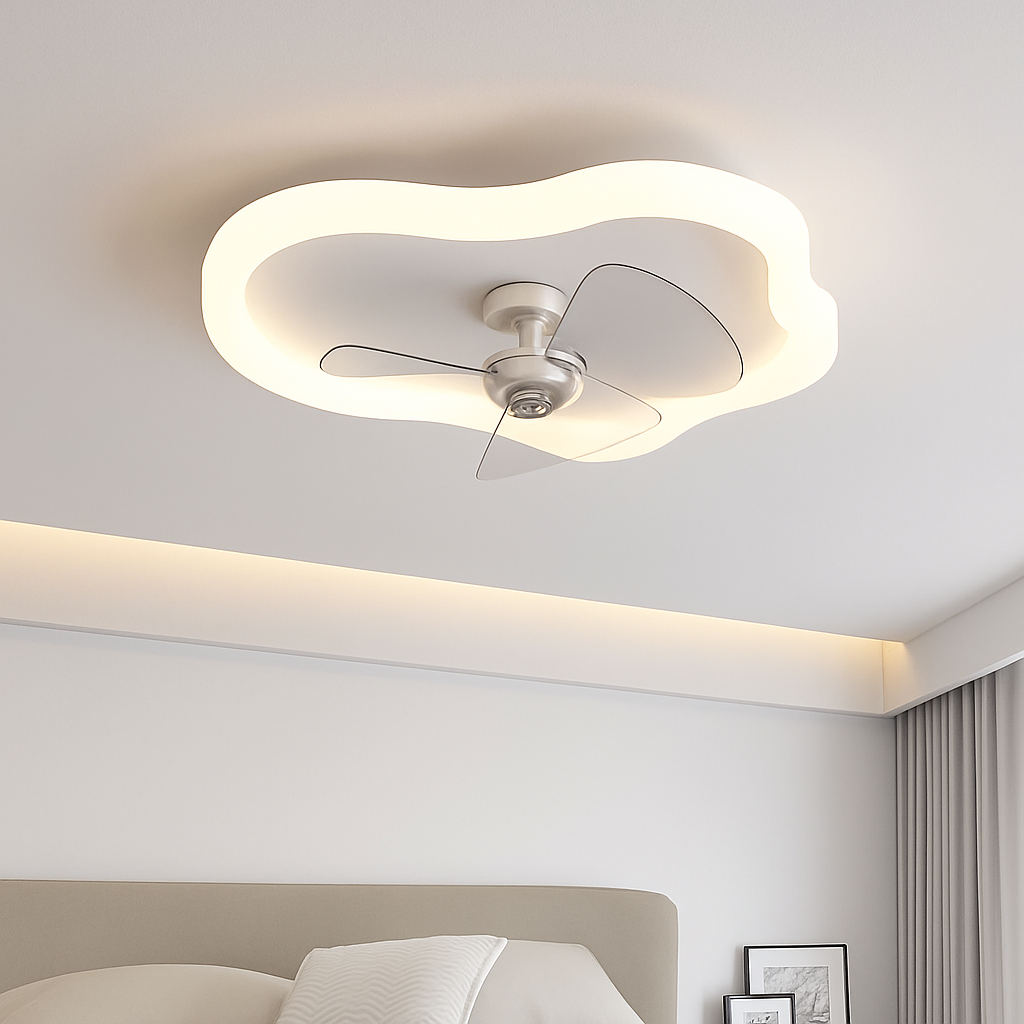 plafonnier led moderne avec ventilateur télécommandé et luminosité réglable