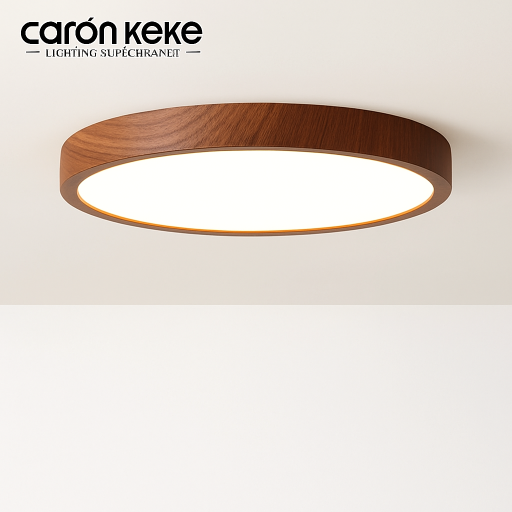 plafonnier led moderne circulaire en grain de bois éclairage intérieur décoratif