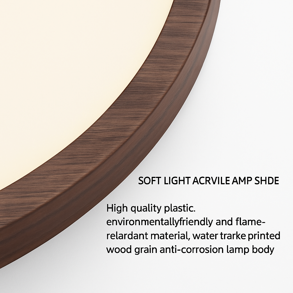 plafonnier led moderne circulaire en grain de bois éclairage intérieur décoratif