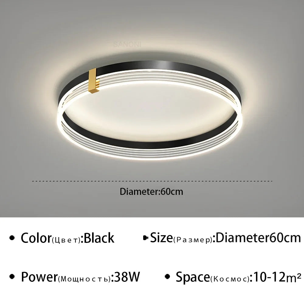 plafonnier led moderne design circulaire en acrylique pour divers espaces