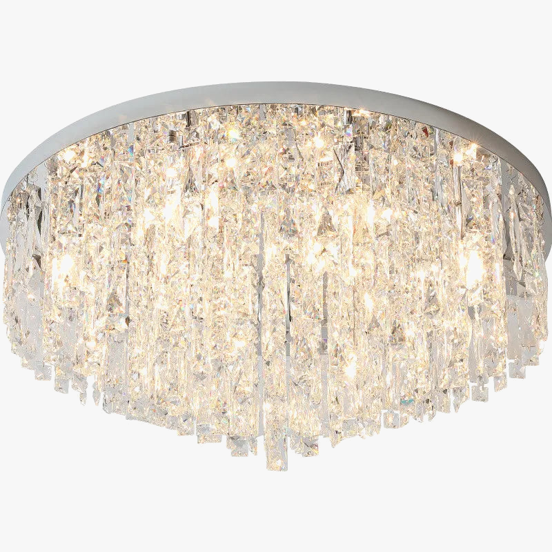 plafonnier led moderne en acier chromé avec cristaux k9 art déco