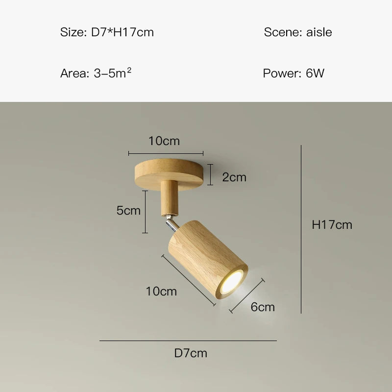 Plafonnier LED moderne en bois pour allée chambre vestiaire toilette magasin couloir luminaire sur rail Long lustre avec projecteur
