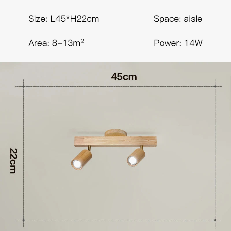 Plafonnier LED moderne en bois pour allée chambre vestiaire toilette magasin couloir luminaire sur rail Long lustre avec projecteur