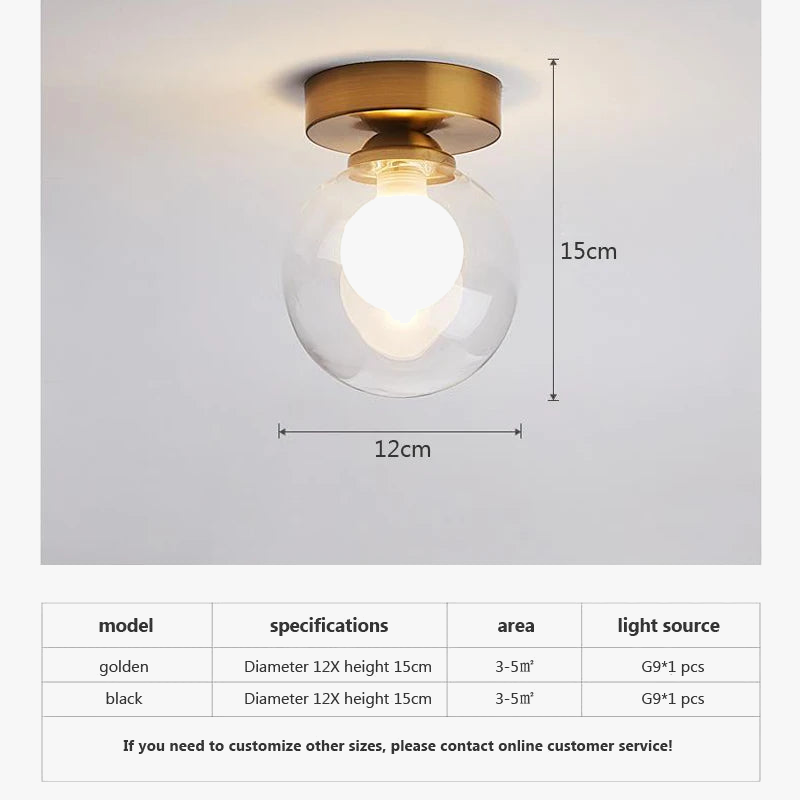 plafonnier led moderne simple boule de verre nordique