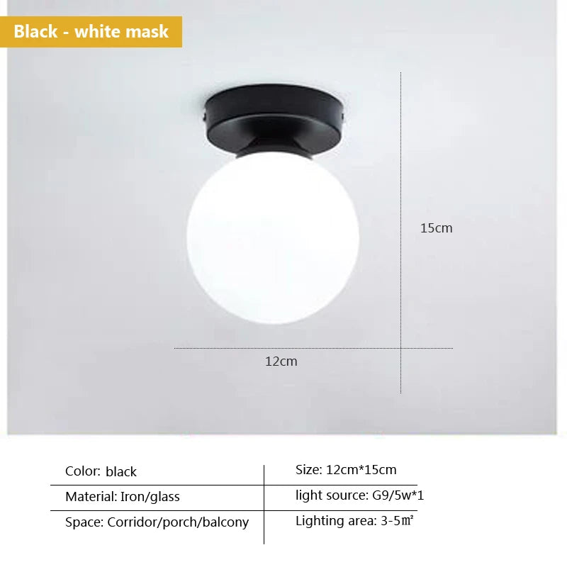 plafonnier led moderne simple boule de verre nordique