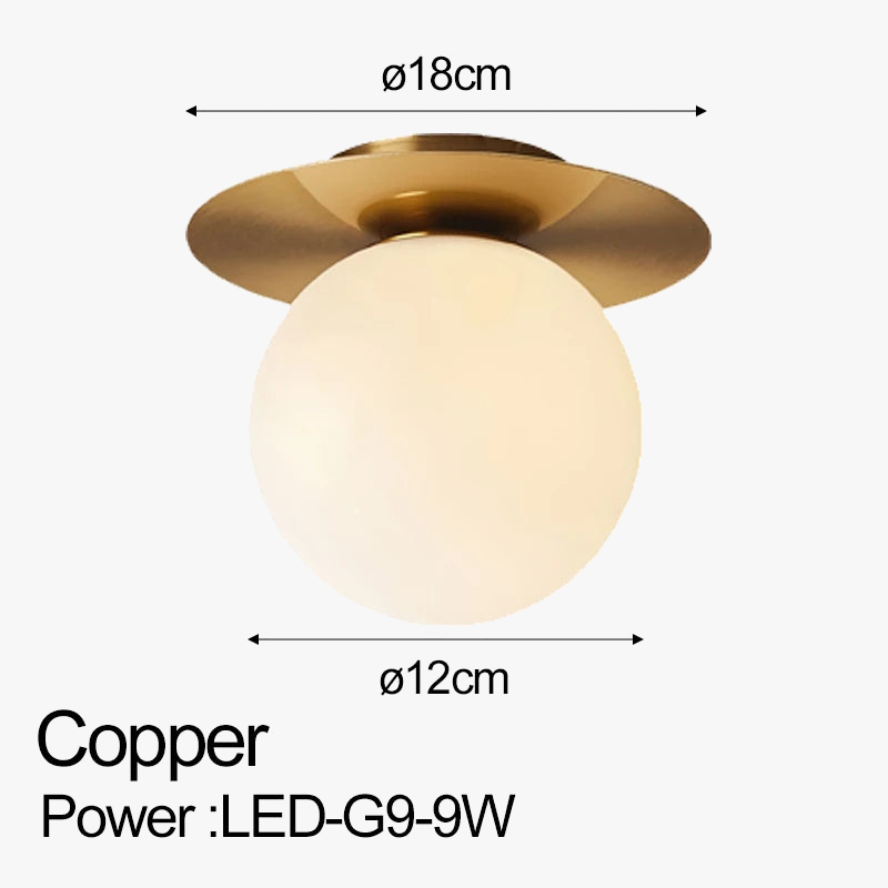 plafonnier led nordique avec boule de verre dépoli pour intérieur