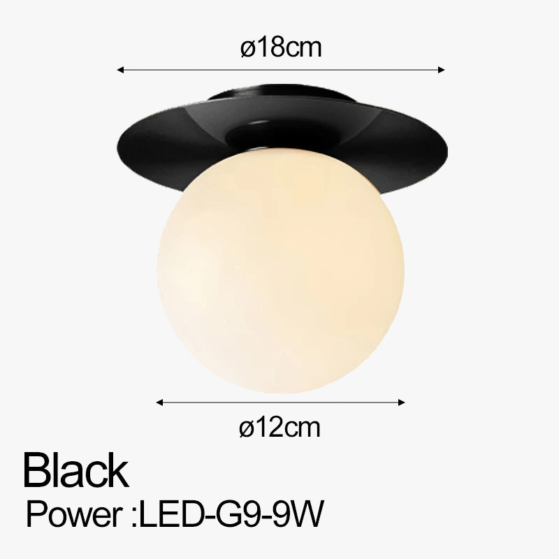 plafonnier led nordique avec boule de verre dépoli pour intérieur