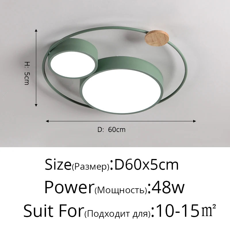 plafonnier led nordique en bois acrylique décoration ronde macaron