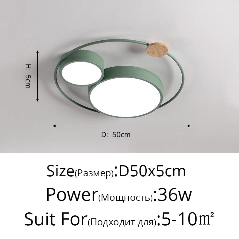 plafonnier led nordique en bois acrylique décoration ronde macaron