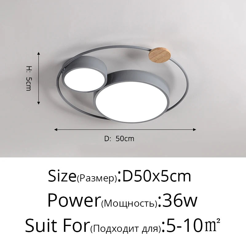 plafonnier led nordique en bois acrylique décoration ronde macaron