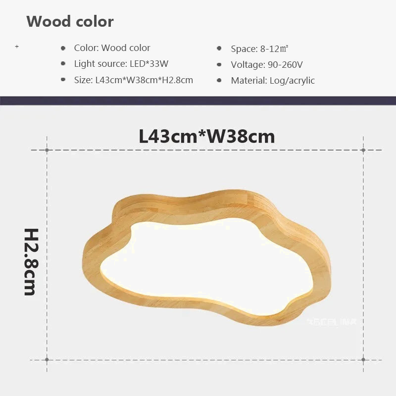 plafonnier led nordique en bois forme nuage éclairage décoratif moderne