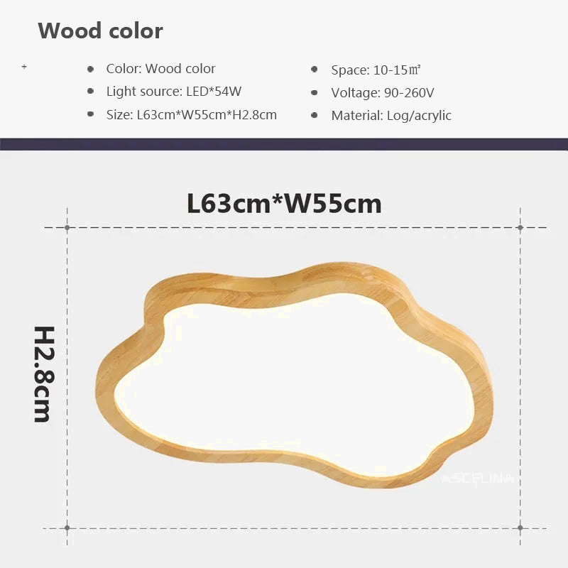 plafonnier led nordique en bois forme nuage éclairage décoratif moderne