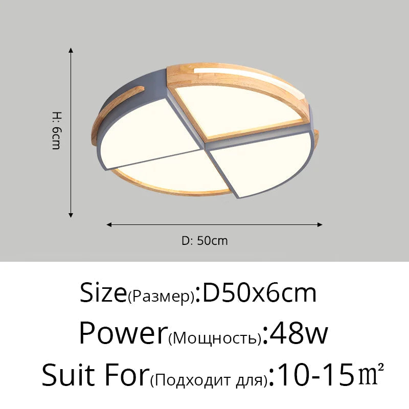 plafonnier led nordique élégant en bois surface monté