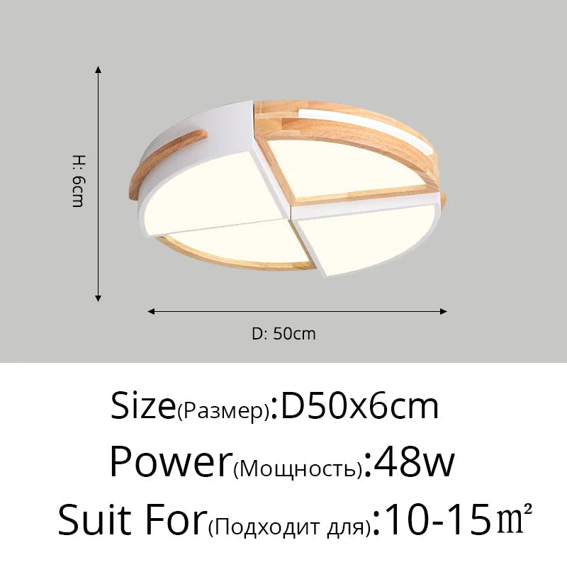plafonnier led nordique élégant en bois surface monté