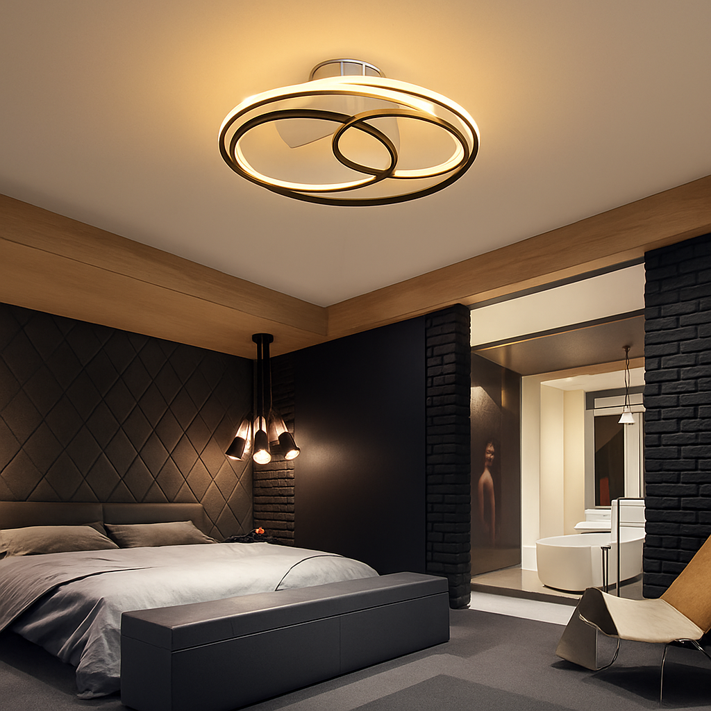 plafonnier led nordique pour ventilateur avec télécommande et lumière