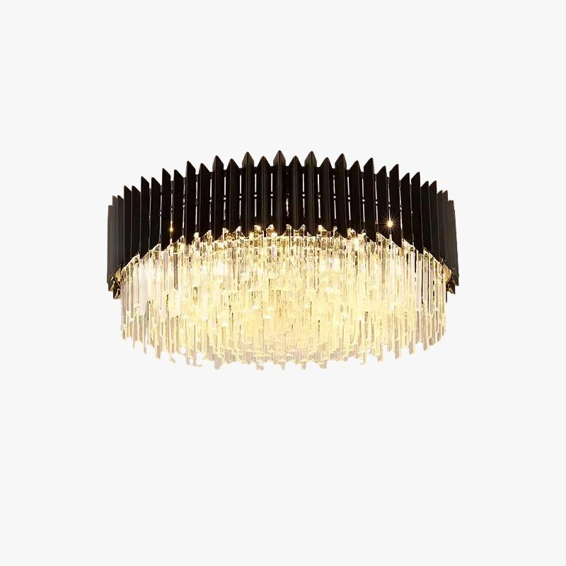 plafonnier led ovales en cristal à intensité variable en or noir