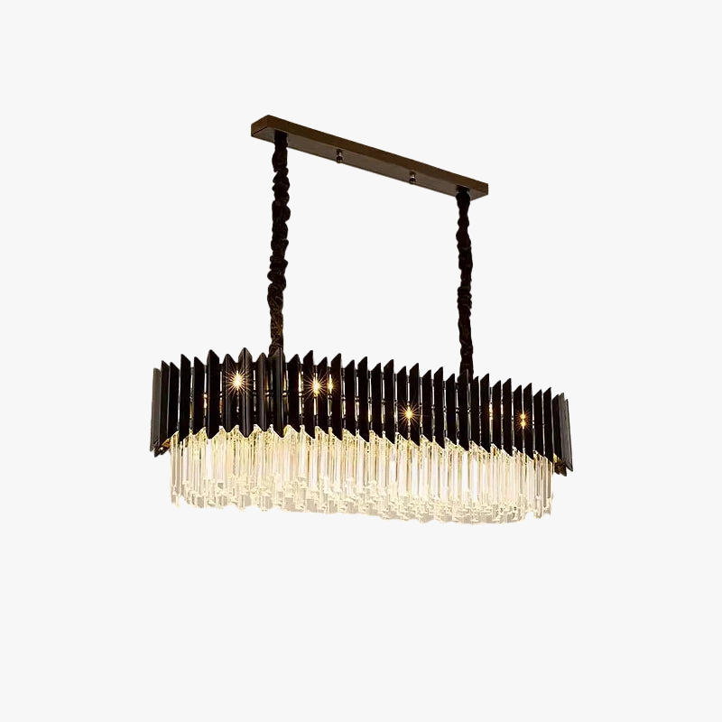 plafonnier led ovales en cristal à intensité variable en or noir