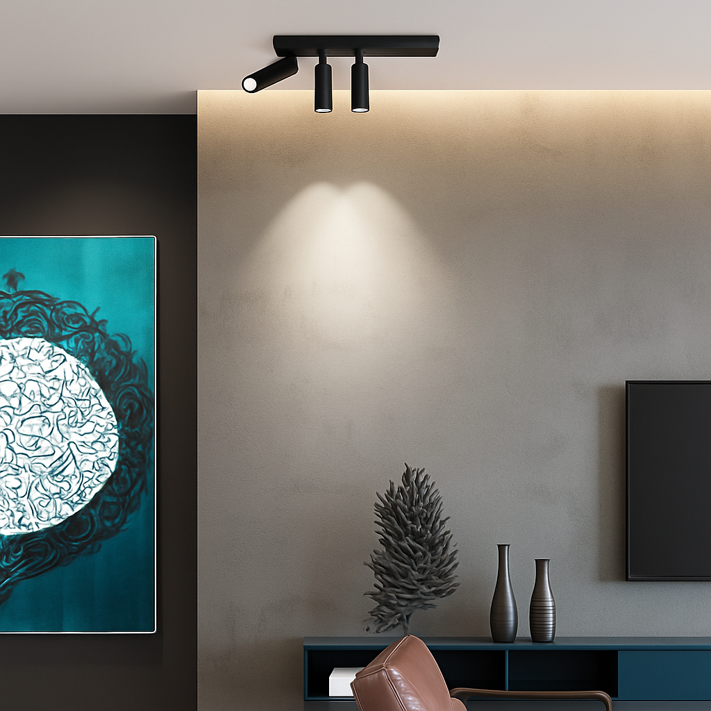 plafonnier led réglable à deux ou trois têtes en aluminium