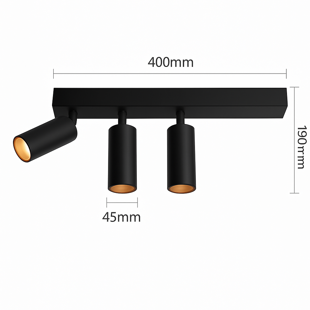 plafonnier led réglable à deux ou trois têtes en aluminium