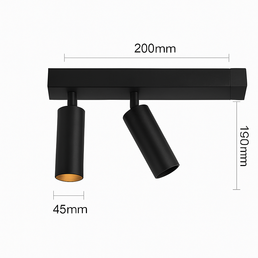 plafonnier led réglable à deux ou trois têtes en aluminium
