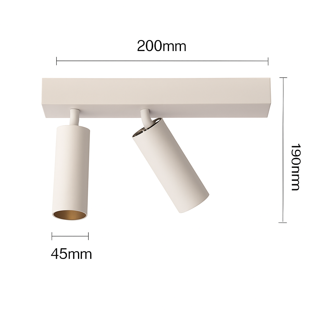 plafonnier led réglable à deux ou trois têtes en aluminium