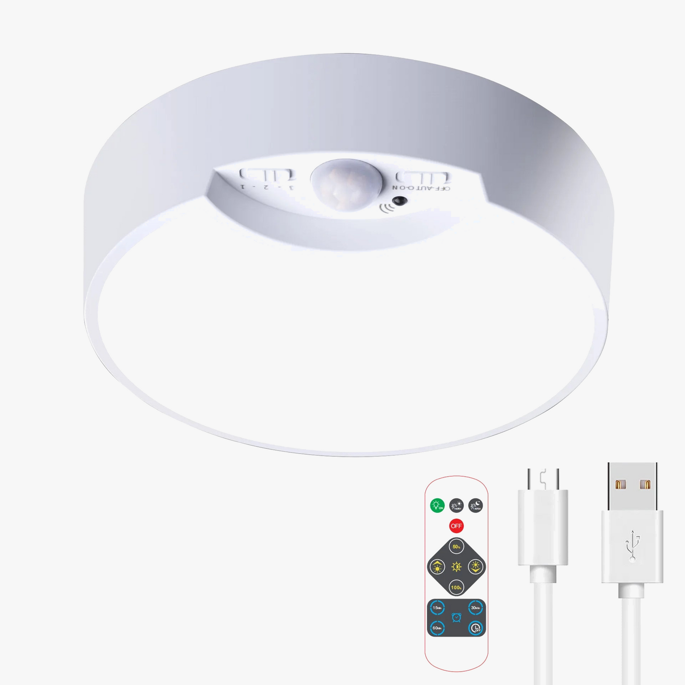 plafonnier led rechargeable usb capteur mouvement intensité variable télécommande