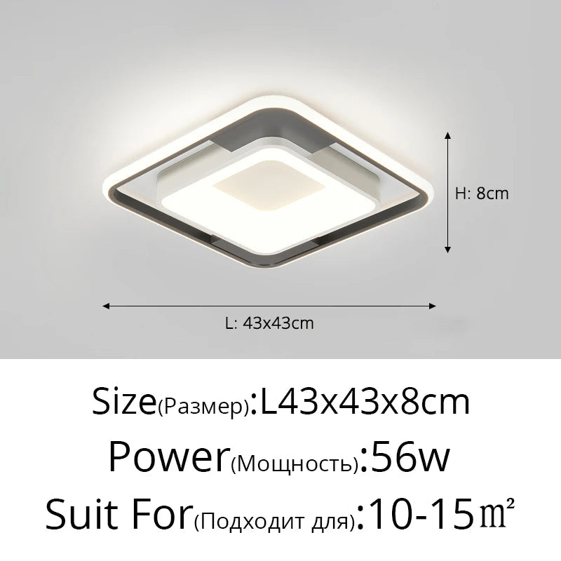 plafonnier led rectangulaire nordique avec télécommande à intensité variable
