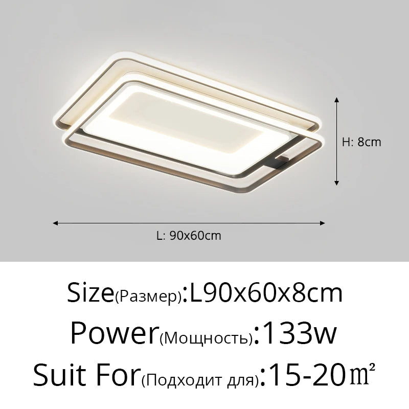 plafonnier led rectangulaire nordique avec télécommande à intensité variable